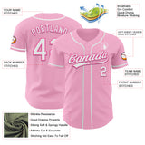 Custom Light Pink White-Pink Authentic Baseball Jersey