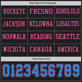 Custom Black Powder Blue-Pink Long Sleeve Authentic Football Jersey