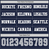 Custom Navy Gray-White Long Sleeve Authentic Football Jersey