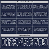 Custom Navy White-Gray Long Sleeve Authentic Football Jersey