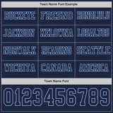 Custom Navy Light Blue Long Sleeve Authentic Football Jersey