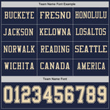 Custom Navy Cream Long Sleeve Authentic Football Jersey