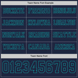 Custom Navy Teal Long Sleeve Authentic Football Jersey