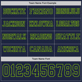 Custom Navy Neon Green Long Sleeve Authentic Football Jersey