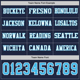 Custom Navy Sky Blue-White Long Sleeve Authentic Football Jersey