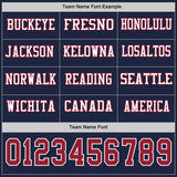 Custom Navy Cardinal-White Long Sleeve Authentic Football Jersey