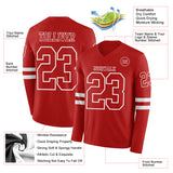 Custom Red White Long Sleeve Authentic Football Jersey