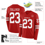 Custom Red White Long Sleeve Authentic Football Jersey