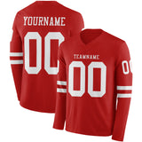 Custom Red White Long Sleeve Authentic Football Jersey