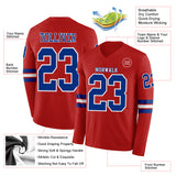 Custom Red Royal-White Long Sleeve Authentic Football Jersey