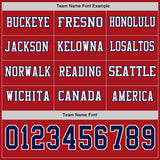 Custom Red Navy-White Long Sleeve Authentic Football Jersey