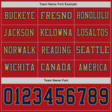 Custom Red Navy-Old Gold Long Sleeve Authentic Football Jersey