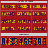 Custom Red Navy-Gold Long Sleeve Authentic Football Jersey