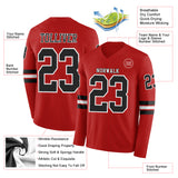 Custom Red Black-White Long Sleeve Authentic Football Jersey
