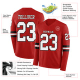 Custom Red White-Black Long Sleeve Authentic Football Jersey