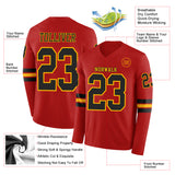 Custom Red Black-Gold Long Sleeve Authentic Football Jersey