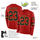 Custom Red Black-Old Gold Long Sleeve Authentic Football Jersey