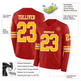 Custom Red Gold-White Long Sleeve Authentic Football Jersey