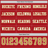 Custom Red Old Gold-White Long Sleeve Authentic Football Jersey