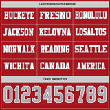 Custom Red Gray-White Long Sleeve Authentic Football Jersey