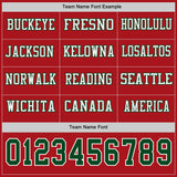 Custom Red Green-White Long Sleeve Authentic Football Jersey