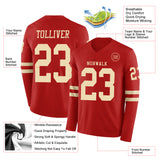 Custom Red Cream Long Sleeve Authentic Football Jersey