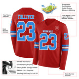 Custom Red Powder Blue-White Long Sleeve Authentic Football Jersey