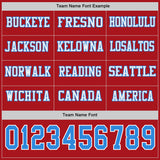 Custom Red Powder Blue-White Long Sleeve Authentic Football Jersey