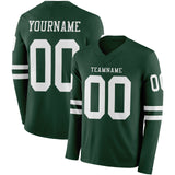 Custom Green White Long Sleeve Authentic Football Jersey