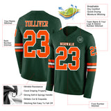 Custom Green Orange-White Long Sleeve Authentic Football Jersey