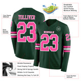 Custom Green Pink-White Long Sleeve Authentic Football Jersey