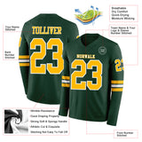 Custom Green Gold-White Long Sleeve Authentic Football Jersey