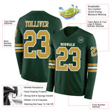 Custom Green Old Gold-White Long Sleeve Authentic Football Jersey