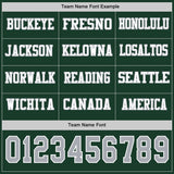 Custom Green Gray-White Long Sleeve Authentic Football Jersey