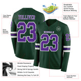 Custom Green Purple-White Long Sleeve Authentic Football Jersey