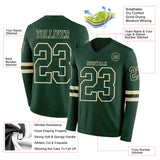 Custom Green Cream Long Sleeve Authentic Football Jersey