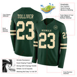 Custom Green Cream Long Sleeve Authentic Football Jersey