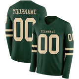 Custom Green Cream-Black Long Sleeve Authentic Football Jersey