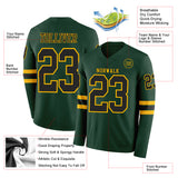 Custom Green Black-Gold Long Sleeve Authentic Football Jersey