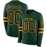 Custom Green Black-Gold Long Sleeve Authentic Football Jersey