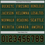 Custom Green Black-Old Gold Long Sleeve Authentic Football Jersey