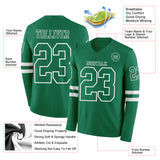 Custom Kelly Green White Long Sleeve Authentic Football Jersey