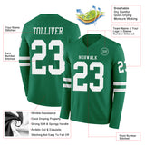 Custom Kelly Green White Long Sleeve Authentic Football Jersey