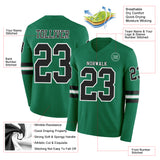 Custom Kelly Green Black-White Long Sleeve Authentic Football Jersey