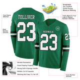 Custom Kelly Green White-Black Long Sleeve Authentic Football Jersey