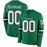 Custom Kelly Green White-Black Long Sleeve Authentic Football Jersey
