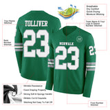 Custom Kelly Green White-Gray Long Sleeve Authentic Football Jersey