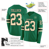 Custom Kelly Green Cream-Black Long Sleeve Authentic Football Jersey