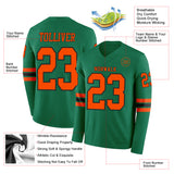Custom Kelly Green Orange-Black Long Sleeve Authentic Football Jersey