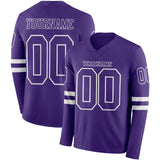 Custom Purple White Long Sleeve Authentic Football Jersey